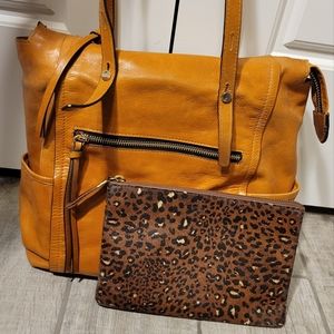 Convertable Leather Backpack / Handbag & Calf Hair Pouch Clutch